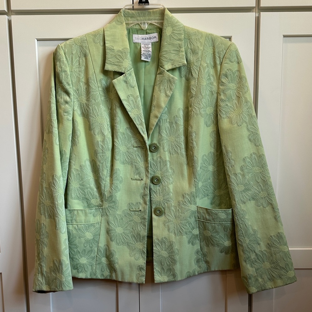 Sag Harbor Green Floral Blazer Size 10